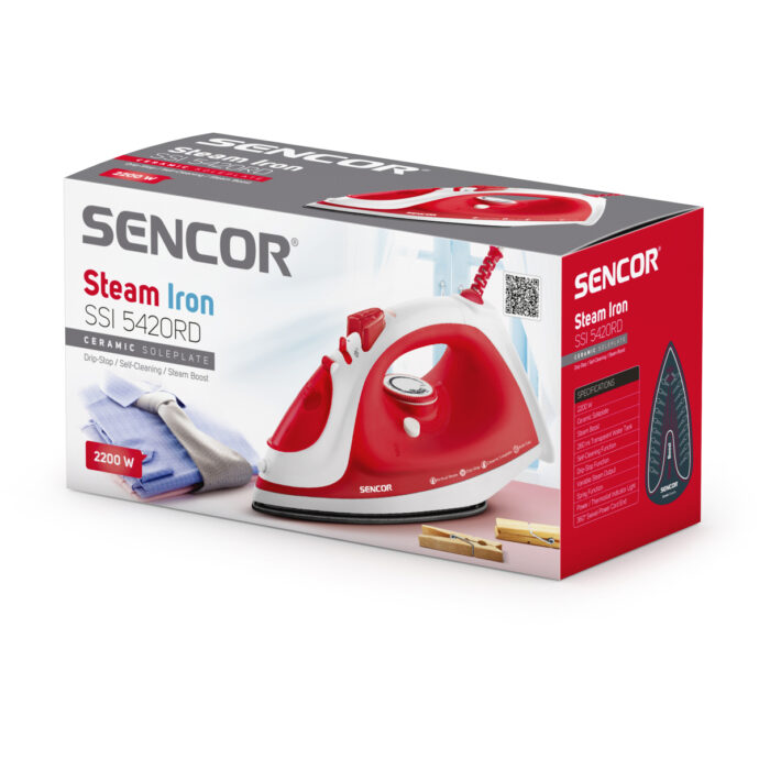 Sencor SSI 5420RD Σίδερο Ατμού 2200W με Συνεχόμενη Παροχή 20gr/min και Κεραμική Πλάκα